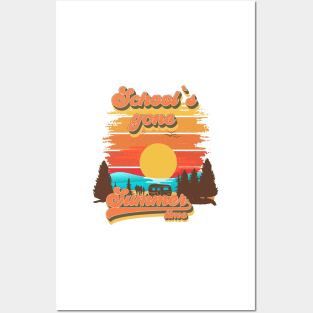 Schools gone summer time Retro quote groovy teacher vacation Posters and Art